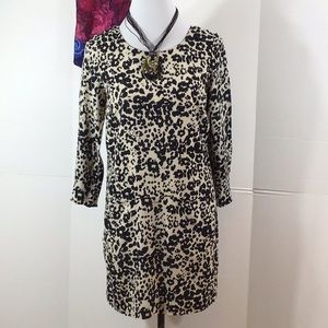 J. Crew blk/cream leopard Jules shift dress
